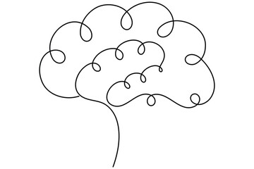 Human brain continuous one line drawing minimalist medical anatomy vector illustration
