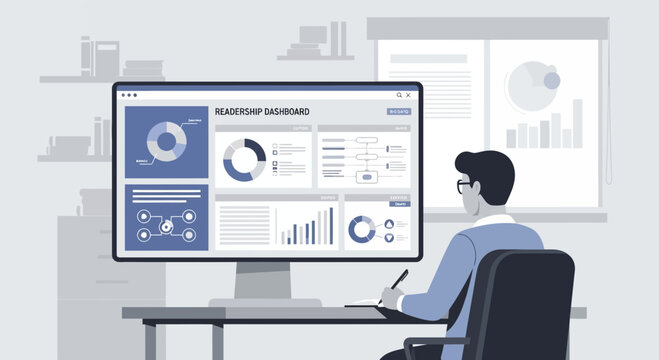 Analyzing data using a readership dashboard in the office environment to improve strategy