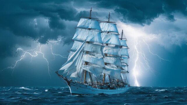 a majestic sailing ship with white sails on the ocean