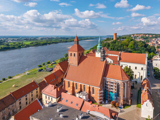 Beautiful architecture of Grudziadz with granaries at Wisla river, Poland