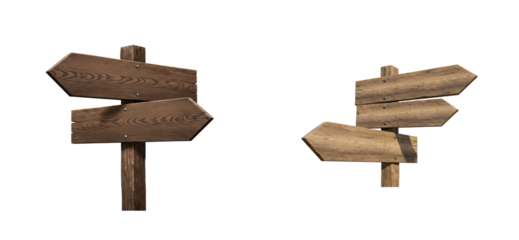 Directional signage outdoors collection bright environment perspective guidance isolated set png