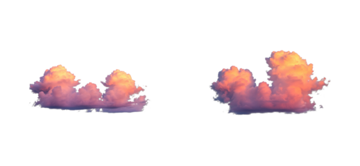 Sunset clouds over serene landscape tranquil environment aerial nature concept isolated set png