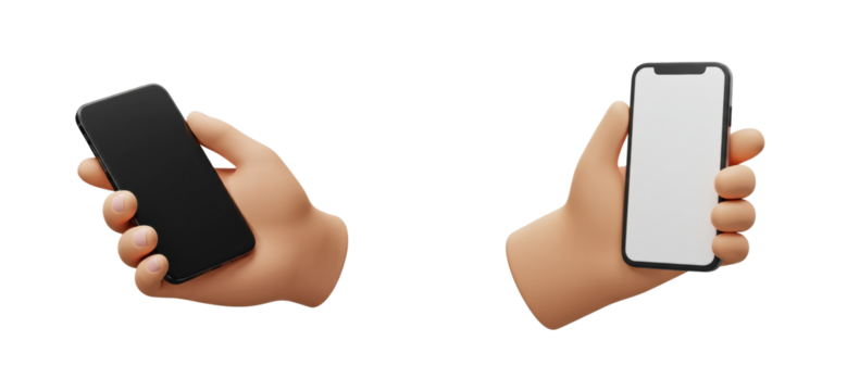 Showcasing mobile devices in hand technology showcase digital environment modern concept isolated set png