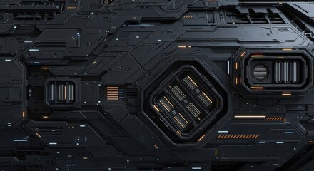 Fototapeta premium Intricate Futuristic Cyberpunk Mechanical Surface With Glowing Details
