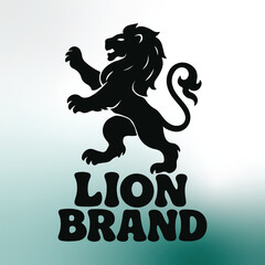 Majestic Black and White Lion Rampant Emblem for Company Branding