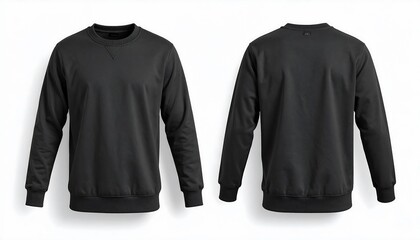 Front and back view of a black sweatshirt mockup