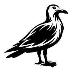 Obraz premium Stylized black and white seagull illustration, a minimalist avian design concept