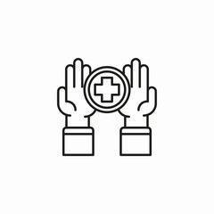 hands hold cross icon sign vector
