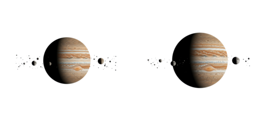 Exploring jupiter and its moons a celestial event in space scientific cosmic environment astronomical viewpoint isolated set png