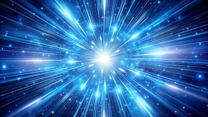 Fototapeta premium A bright blue cosmic explosion of light and stars, representing space travel and the vastness of the universe