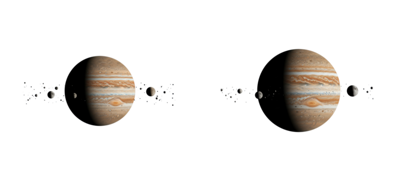 Exploring jupiter and its moons a celestial event in space scientific cosmic environment astronomical viewpoint isolated set png