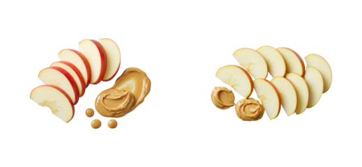 Sliced apples with peanut butter kitchen table food natural light healthy snack ideas isolated set png