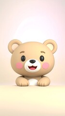 Naklejka premium Cute cartoon bear peeking over a surface