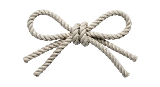rope tied in a bow knot, isolated on white background, elegant and clean design. ,PNG