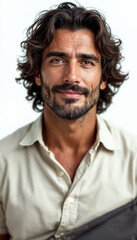 Obraz premium Sharp portrait of a traditional Italian man with olive skin and classic style