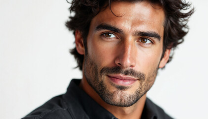 Obraz premium Sharp portrait of a traditional Italian man with olive skin and classic style