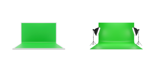 Captivating green screen setup for video production studio professional environment side visual effects isolated set png