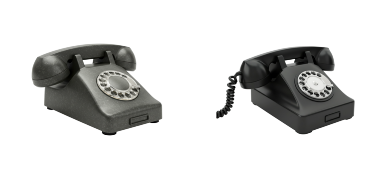 Vintage telephone display home office retro style classic communication isolated set png