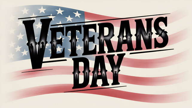 Veterans day with american flag in the background to honor military service