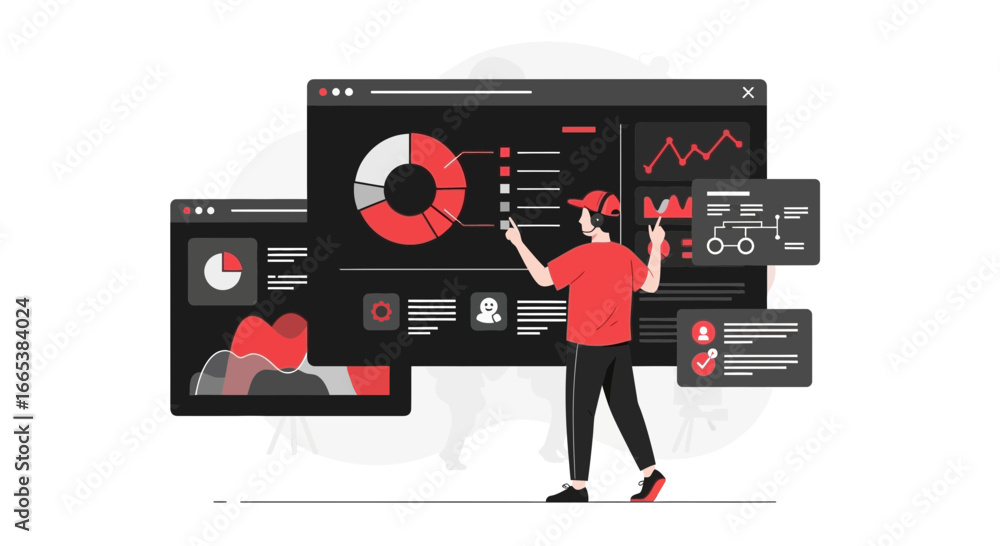 Poster data analysis and business intelligence dashboard with modern design for presentation
