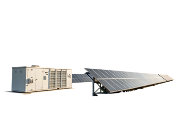 Renewable energy setup with solar panels and a wind turbine ideal for sustainability and eco-friendly themes isolated on AI generated by PNG