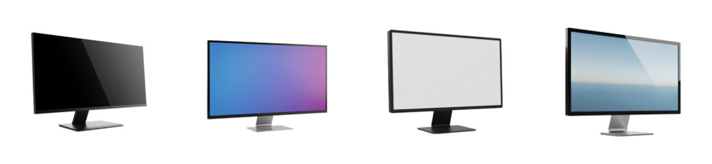Showcasing modern monitors technology display office setting digital content professional environment eye-level visual innovation isolated set png