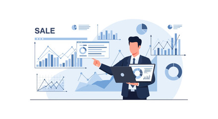 Obraz premium Professional analysis of sales data charts presentation for business strategy