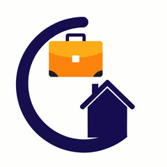 This graphic illustration depicts the modern concept of work-life balance, symbolizing the integration of professional duties and personal home life.