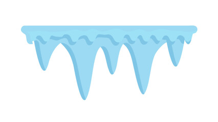 Illustration of a light blue icicle formation hanging down with a white background in the image scene