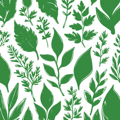 Assorted bay leaf plant and herb doodles, thick ink strokes, hand drawn, vector illustration for culinary, wellness, and organic products.