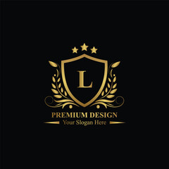 Prestigious and elegant letter L logo Perfect for law firms financial services or luxury brands Classic gold design on a black background Editable vector
