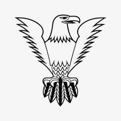 Fototapeta premium Eagle line art White background illustration Generative Ai