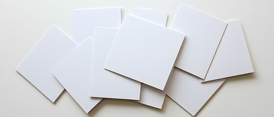 Blank White Cards Mockup Stacked Flat Lay