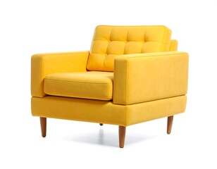 Bright yellow armchair, studio shot