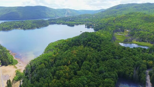 Aerial 4K View of Cape Breton Island in Summer&ndash; Cabot Trail, Highlands & Coastal Beauty, Nova Scotia, Canada