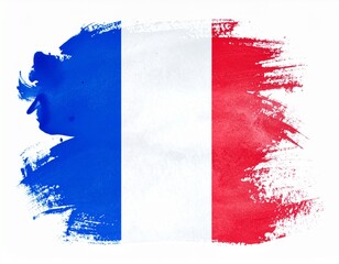 French Tricolor Flag in Artistic Brushstroke Texture