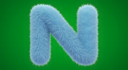 Fototapeta premium Fuzzy Blue Letter N on Green Background