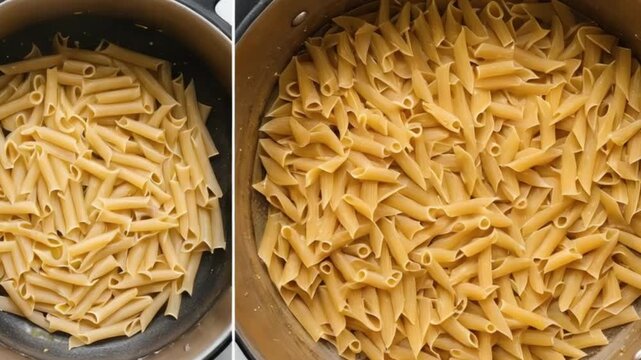 Penne pasta simmering in slow cooker, golden and delicious, perfect for weeknight dinner
