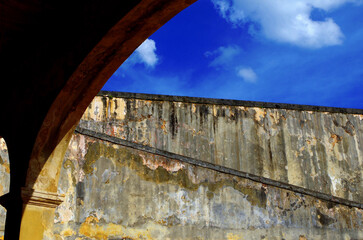 old brick wall in san cristobal san juan