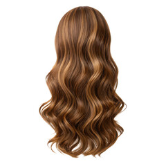 Fototapeta premium Long wavy brown hairpiece isolated on transparent background