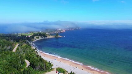Aerial 4K View of Cape Breton Island in Summer– Cabot Trail, Highlands & Coastal Beauty, Nova Scotia, Canada