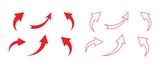 Red Hand Drawn Arrow Set Pointing Up on Transparent Background