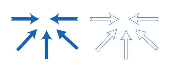Convergence and Divergence Arrows Illustration in Blue on Transparent Background