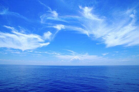 blue sky with clouds over ocean