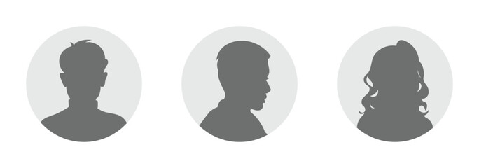 User people silhouette. Black silhouette people avatar. User people icons .Simple Gray Avatar Icons Representing Male And Female Profiles.