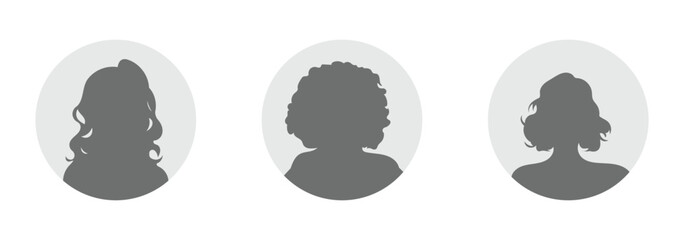 Man and woman avatar profile silhouettes. Simple Gray Avatar Icons Representing Male And Female Profiles. people group icons vector illustration. Collection of men and women user icon set.