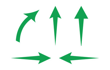 Green Arrow Set Pointing in Different Directions on transparent background
