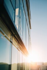 Fototapeta premium Corporate Office Exterior, high angle shot, sunlight, business corporate background, backdrop, space for copy