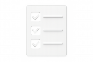Checklist icon with checkmarked boxes, representing task completion, rendered in 3d against transparent background