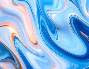 Blue Gold Marble Swirl Texture.